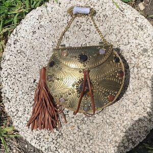 Sam Edelman Brown canteen tin purse brown gold